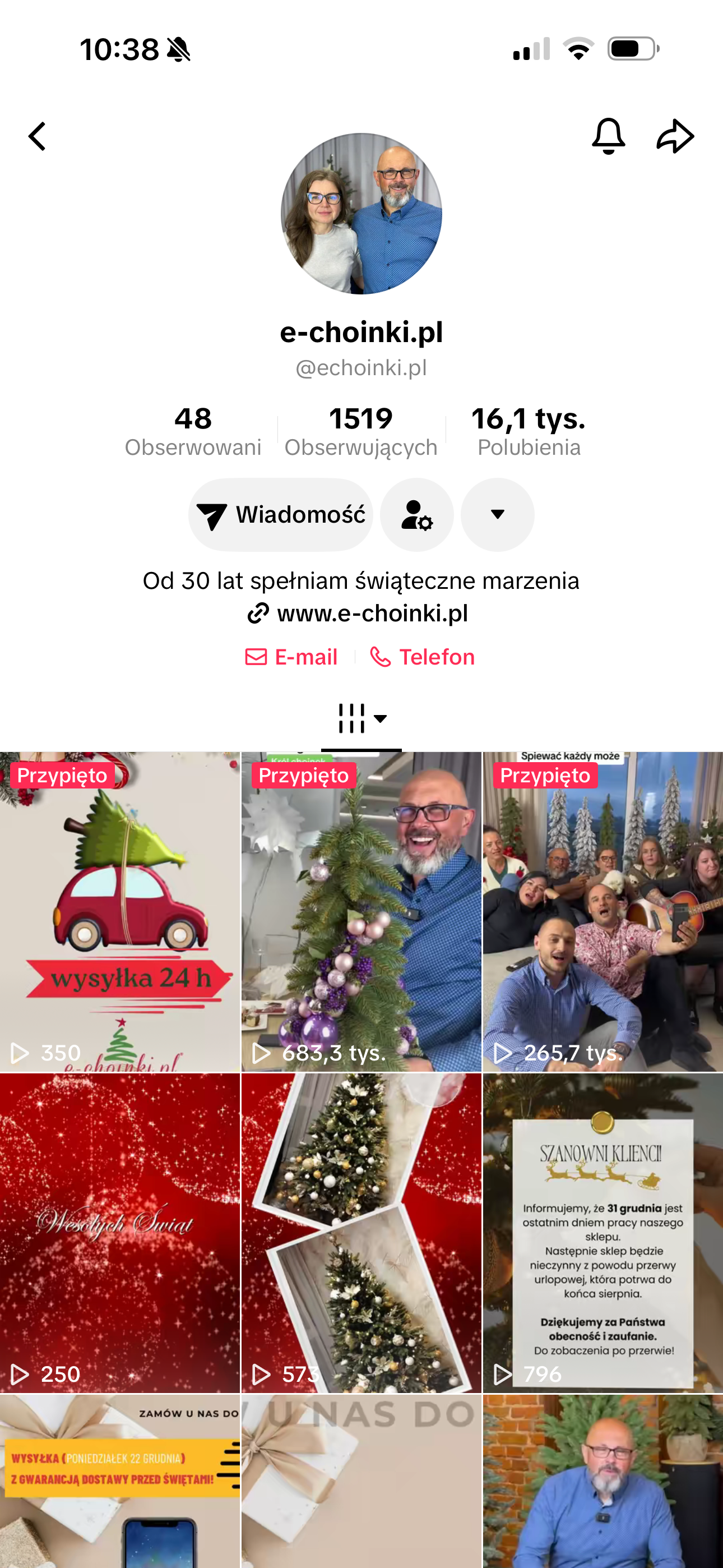 Screen konta Klient B2B na TikToku
