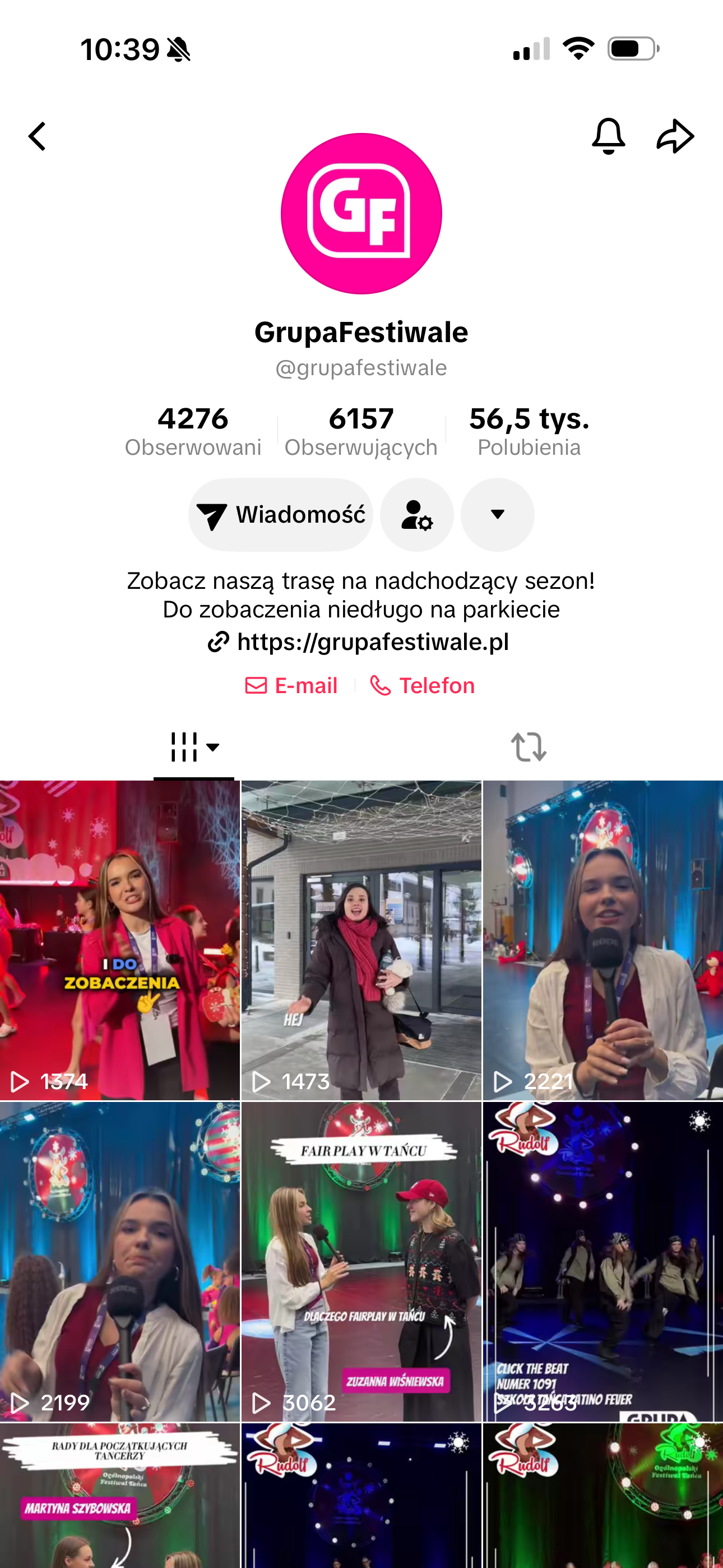 Screen konta Grupa Festiwale na TikToku